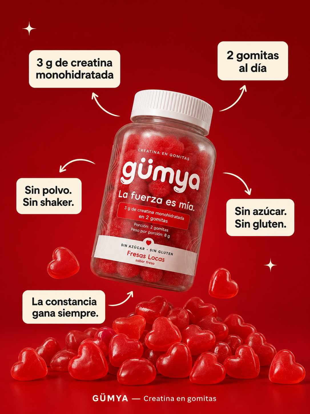 GÜMYA — Creatina en Gomitas | Fresas Locas